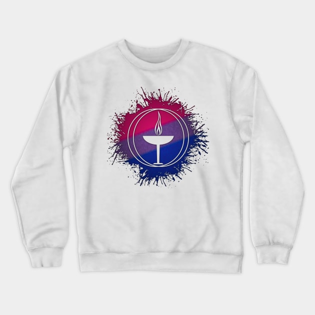 Paint Splatter Bisexual Pride Unitarian Universalism Symbol Crewneck Sweatshirt by LiveLoudGraphics